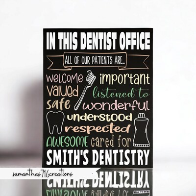 Dentist Office Personalized Painted Canvas Wall Sign - image1